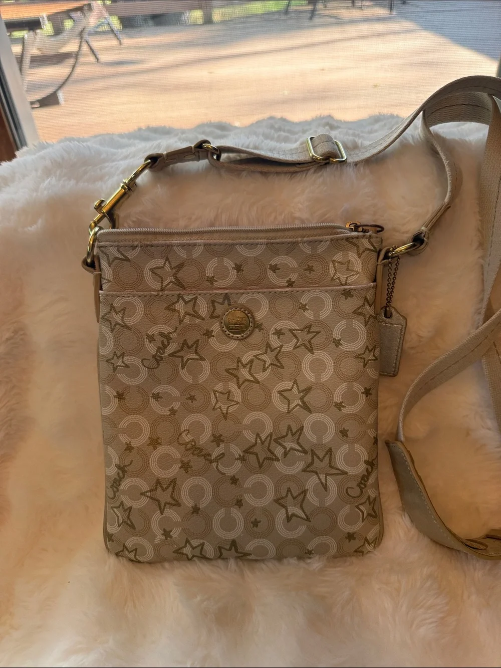 Coach Beige Star & Signature Crossbody Satchel Waverly snow queen satchel